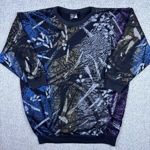 Vintage 90s Abstract All Over Print Sweatshirt West Street Westside Made USA
